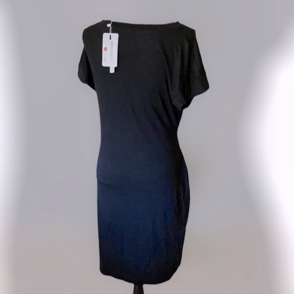 MEROKEETY Tie Front Black Dress Short Sleeve Large Casual Dark Lolita NWT Go… - Picture 5 of 7